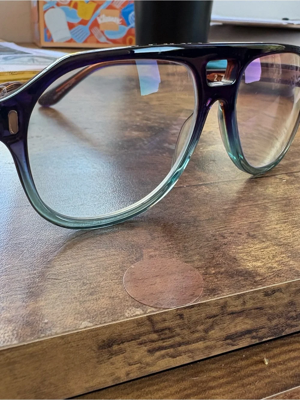 Caddis RCA Purple to Teal Gradient Aviator Glasses Magnification2.75